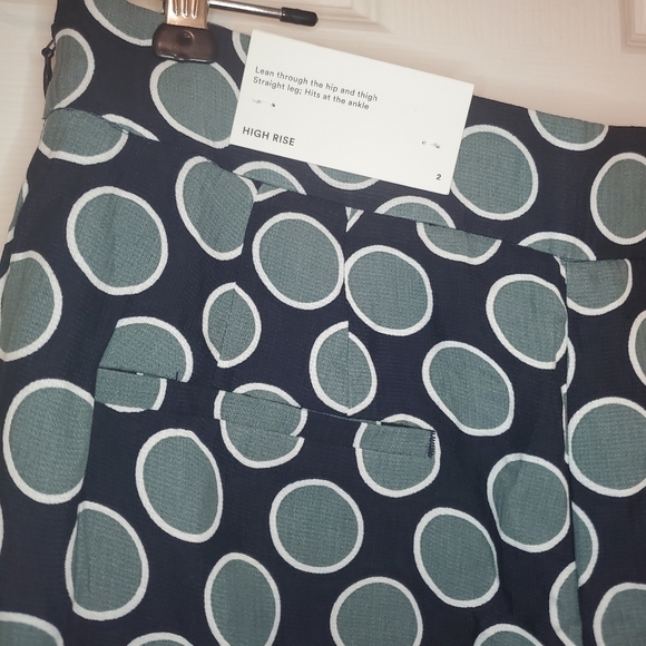 Ann Taylor Wide Leg High Rise Circle Dots Pants 2 Ankle NWT Straight - Picture 8 of 11